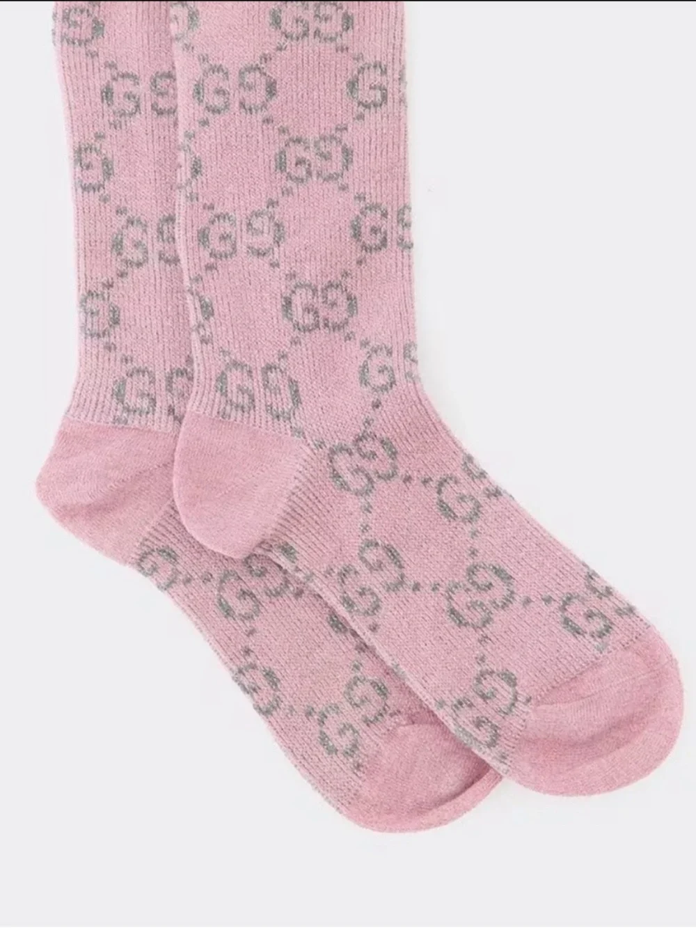 NWOT Gucci Pink Logo Knit Crew Socks